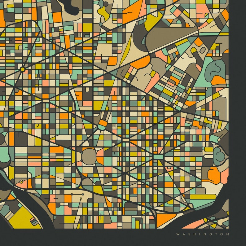 WASHINGTON DC MAP giclée Fine Art Print or Photo Paper Print Etsy