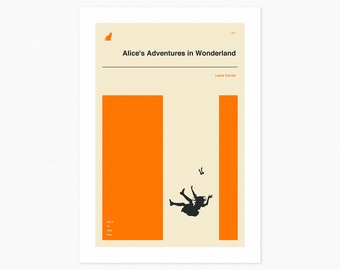 ALICE IN WONDERLAND (Giclée Fine Art Print) Minimalist Book Cover (8x10 12x16 16x20 18x24 24x32 A1 A2 A3 A4) Rolled, Stretched or Framed