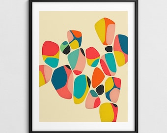 Colorful Geometric Abstract Wall Art, Modern Decor (Giclée Fine Art Print) BLOOM