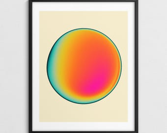Lebendige minimalistische abstrakte Kunst, farbenfrohes zeitgenössisches Dekor (Giclée Fine Art Print) ASTRAL