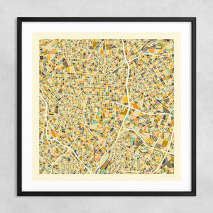 MAPPA DI MADRID (Stampa Fine Art Giclée su carta o tela) Mappa stradale minimalista della città di Jazzberry Blue (incorniciata o senza cornice) Serie 1