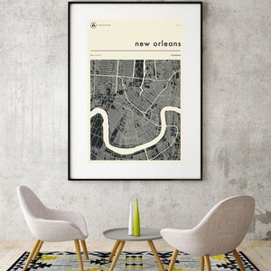 NEW ORLEANS MAP Giclée Fine Art Print Minimalist City Street Map 8x10 12x16 16x20 18x24 24x32 A1 A2 A3 A4 Rolled, Stretched or Framed image 5