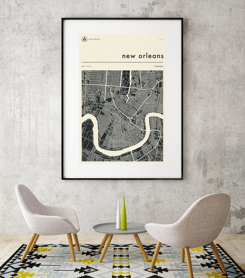 NEW ORLEANS MAP Giclée Fine Art Print Minimalist City Street Map 8x10 12x16 16x20 18x24 24x32 A1 A2 A3 A4 Rolled, Stretched or Framed image 5