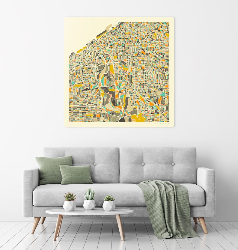 CLEVELAND MAP Ready To Hang Metal Print City Street Map by Jazzberry Blue image 4