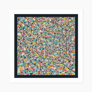 MILAN City Street Map (Giclée Fine Art Print) (10x10 12x12 16x16 24x24 28x28 30x30) Rolled, Stretched or Framed (2024)