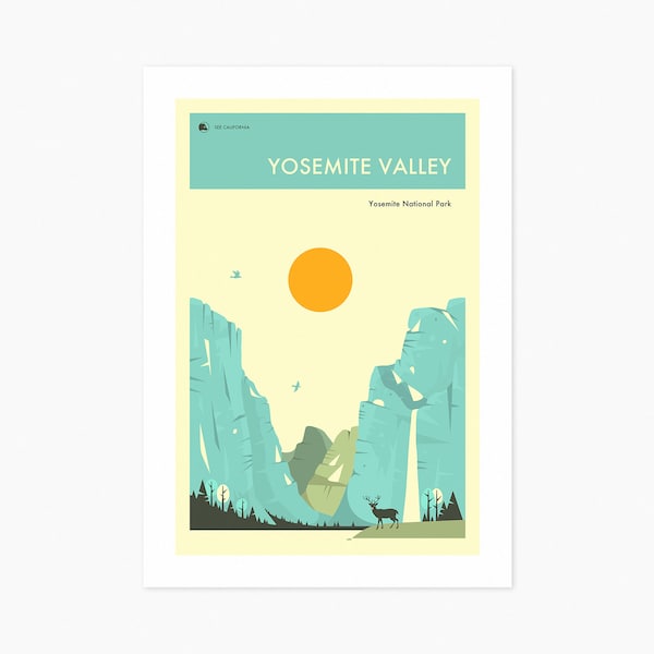 YOSEMITE National Park Travel Poster (Giclée Fine Art Print) Yosemite Valley (8x10 12x16 16x20 18x24 24x32) Rolled, Stretched or Framed