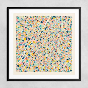 BRÜSSEL KARTE (Giclée Kunstdruck auf Papier oder Leinwand) Moderne Stadtkarte Straßenkarte von Jazzberry Blue (Gerahmt oder Ungerahmt) Serie 2
