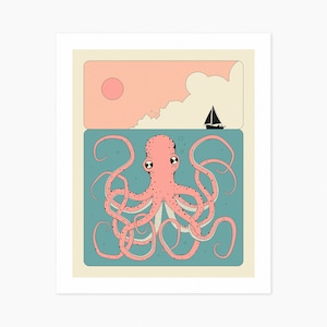 OCTOPUS (Giclée Fine Art Print) (8x10 12x16 16x20 18x24 24x32 A1 A2 A3 A4) Rolled, Stretched or Framed