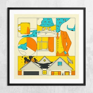 WAKE UP (impresión artística Giclée) Arte pop suburbano surrealista de Jazzberry Blue (con o sin marco)