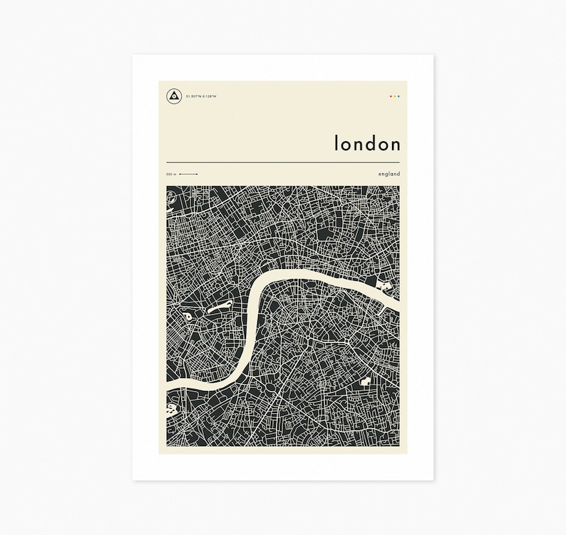 LONDON MAP Giclée Fine Art Print Minimalist City Street Map 8x10 12x16 16x20 18x24 24x32 A1 A2 A3 A4 Rolled, Stretched or Framed image 1
