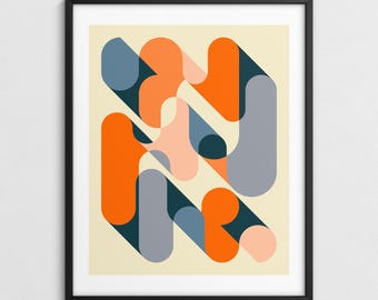 Geometric Abstract Wall Art, Mid-Century Modern Decor (Giclée Fine Art Print) GEOMETRICS