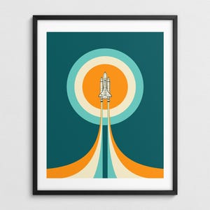 Minimalist Retro NASA Space Shuttle Poster (Giclée Fine Art Print)