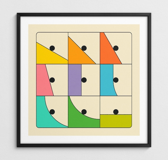 Retro Minimalist Geometric Abstract Wall Art (Giclée Fine Art Print) ROLL