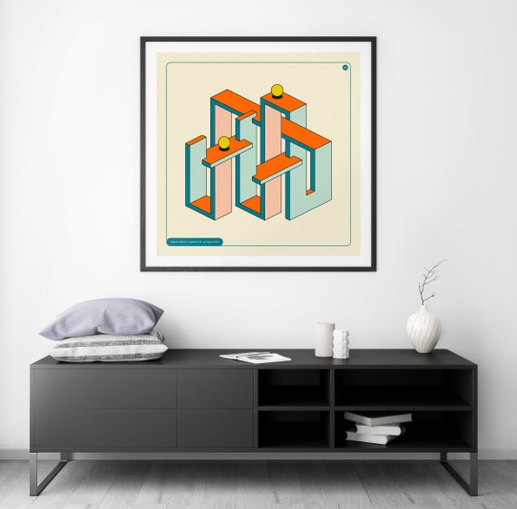 2 Impossible Geometric Shapes giclée Fine Art Prints & Rolled Canvas 10x10  12x12 16x16 24x24 28x28 30x30 Unframed 