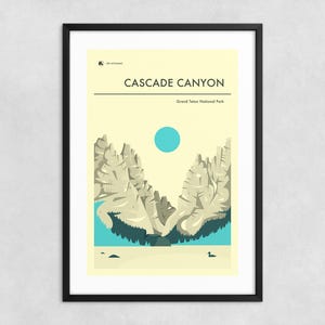 Parco nazionale GRAND TETON (stampa artistica giclée su carta o tela) Poster di viaggio Cascade Canyon (incorniciato o senza cornice)