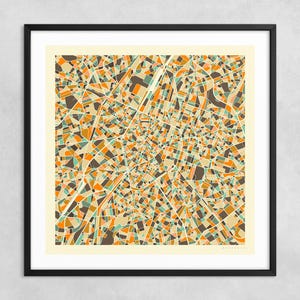 BRÜSSEL KARTE (Giclée Fine Art Druck auf Papier oder Leinwand) Minimalistischer Stadtplan Straßenkarte von Jazzberry Blue (Gerahmt oder Ungerahmt) Serie 1