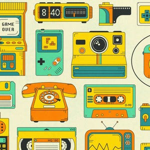 RETRO TECHNOLOGY, 1980's Nostalgic Pop Art (Giclée Fine Art Print) image 2
