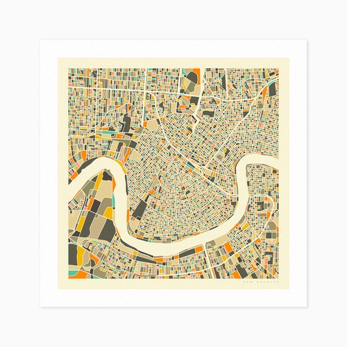 New Orleans Map New Orleans Louisiana City Street Map Art Etsy
