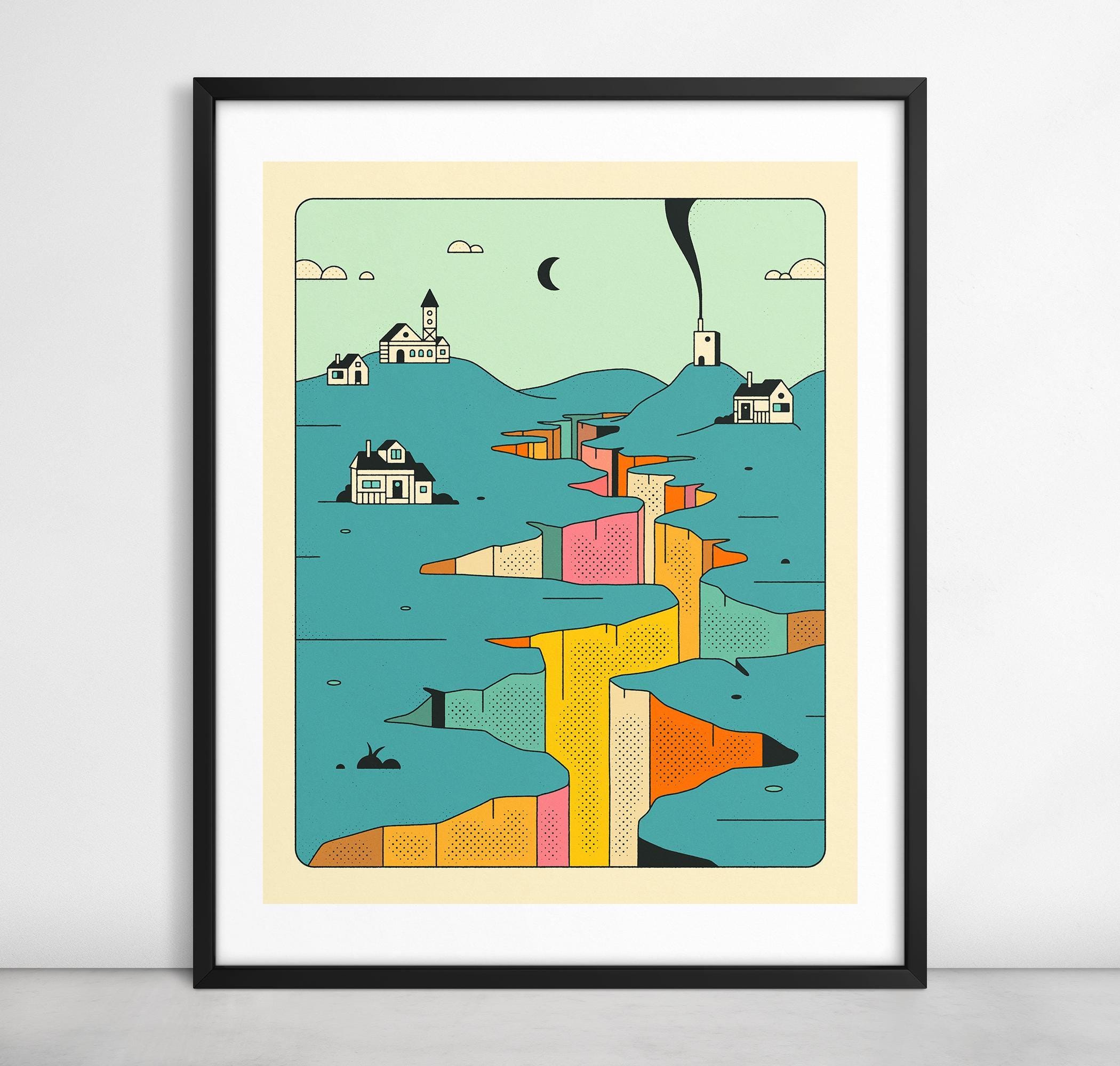 DENIZENS 4 (Giclée Fine Art Print on Paper or Canvas) Colorful Fantasy Landscape by Jazzberry Blue (Framed or Unframed)