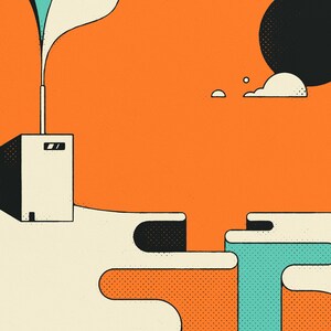 Peaceful Retro Minimalist Landscape Illustration (Giclée Fine Art Print) LIMBO image 2