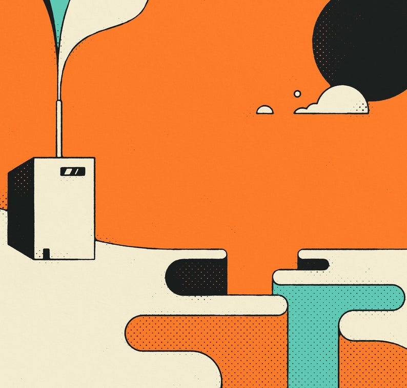 Peaceful Retro Minimalist Landscape Illustration (Giclée Fine Art Print) LIMBO image 2