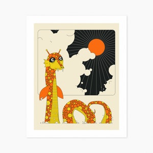 SEA SERPENT (Giclée Fine Art Print) Sea Monster Illustration (8x10 12x16 16x20 18x24 24x32 A1 A2 A3 A4) Rolled, Stretched or Framed