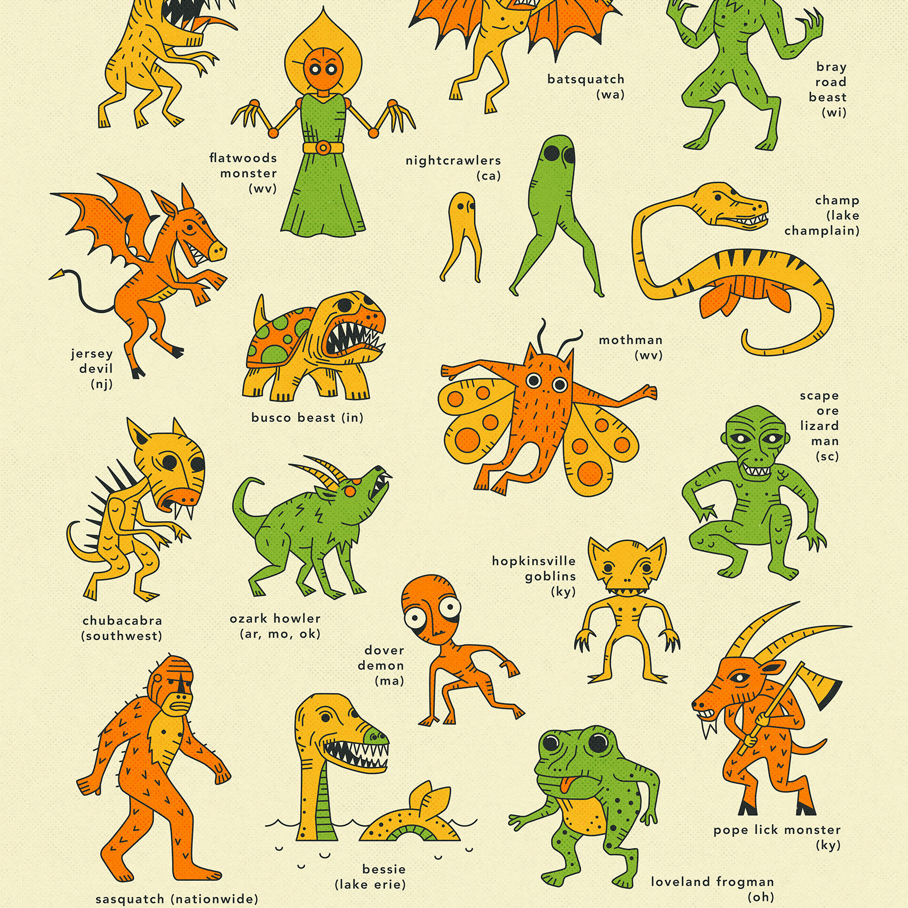 AMERICAN CRYPTIDS giclée Fine Art Print or Photo Paper Print Etsy