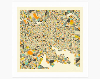 BALTIMORE (Giclée Fine Art Print) City Street Map (10x10 12x12 16x16 24x24 28x28 30x30) Rolled, Stretched or Framed