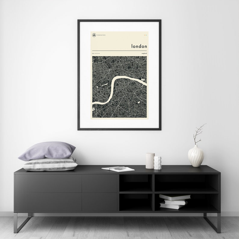 LONDON MAP Giclée Fine Art Print Minimalist City Street Map 8x10 12x16 16x20 18x24 24x32 A1 A2 A3 A4 Rolled, Stretched or Framed image 2