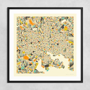 MAPA DE BALTIMORE (impresión artística Giclée sobre papel o lienzo) Mapa de calles de ciudad minimalista de Jazzberry Blue (con o sin marco) Serie 1