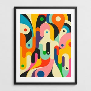 Geometric Abstract Wall Art, Modern Psychedelic Decor (Giclée Fine Art Print) GHOSTS