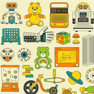 RETRO TOYS, 1980's Nostalgic Pop Art (Giclée Fine Art Print) image 2