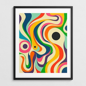 Colorful Geometric Abstract Wall Art, Psychedelic Decor (Giclée Fine Art Print) STRANGER