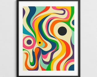 Colorful Geometric Abstract Wall Art, Psychedelic Decor (Giclée Fine Art Print) STRANGER
