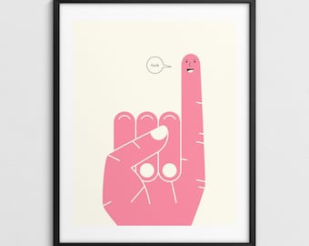PINKY SWEAR, Funny Minimalist Retro Pop Art (Giclée Fine Art Print)