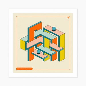 IMPOSSIBLE SHAPE 38 (Giclée Fine Art Print) Geometric Optical Illusion (10x10 12x12 16x16 24x24 28x28 30x30) Rolled, Stretched or Framed