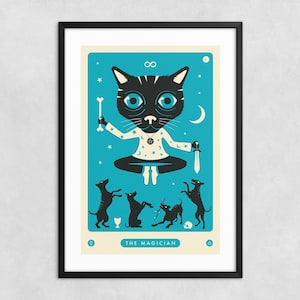 TAROT KARTE: Der Magier (Giclée Kunstdruck auf Papier oder Leinwand) Mystisch Okkult Pop Art von Jazzberry Blue (Gerahmt oder Ungerahmt)