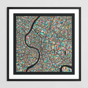 BANGKOK KARTE (Giclée Kunstdruck auf Papier oder Leinwand) Bunter Stadtplan Straßen Karte von Jazzberry Blue (Gerahmt oder Ungerahmt) Serie 3
