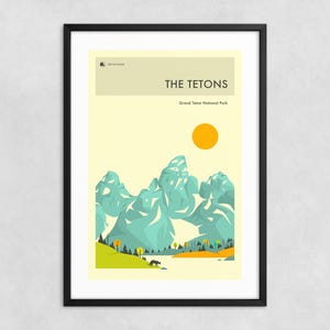 GRAND TETON National Park (Giclée Fine Art Druck auf Papier oder Leinwand) Wyoming Reiseplakat Wandkunst (Gerahmt oder ungerahmt)