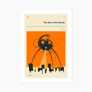 WAR Of The WORLDS (Giclée Fine Art Print) Minimalist Book Cover (8x10 12x16 16x20 18x24 24x32 A1 A2 A3 A4) Rolled, Stretched or Framed