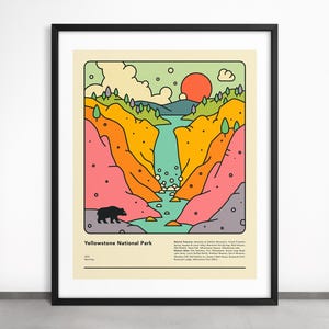 YELLOWSTONE CANYON (Giclée Kunstdruck auf Papier oder Leinwand) National Park Reise Poster (Gerahmt oder Ungerahmt)