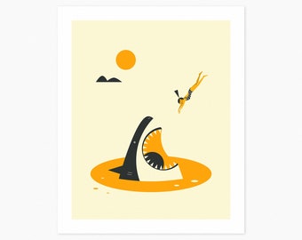 DEEP DIVE (Giclée Fine Art Print or Photo Paper Print) Minimal Pop Art by Jazzberry Blue (Unframed)