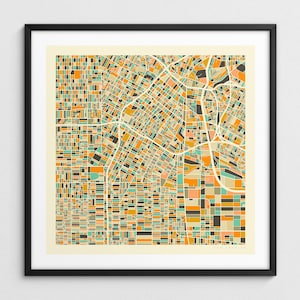 LOS ANGELES MAP (Giclée Fine Art Print) Minimalist City Street Map (Series 1)