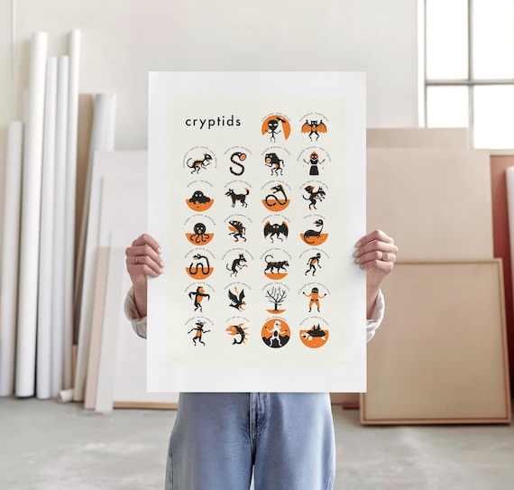 CRYPTIDS A-Z (giclée Fine Art Print) Cryptozoology Pop Art by