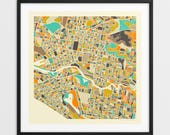 MELBOURNE MAP (Giclée Fine Art Print on Paper or Canvas) Minimalist City Street Map by Jazzberry Blue (Framed or Unframed) Series 1