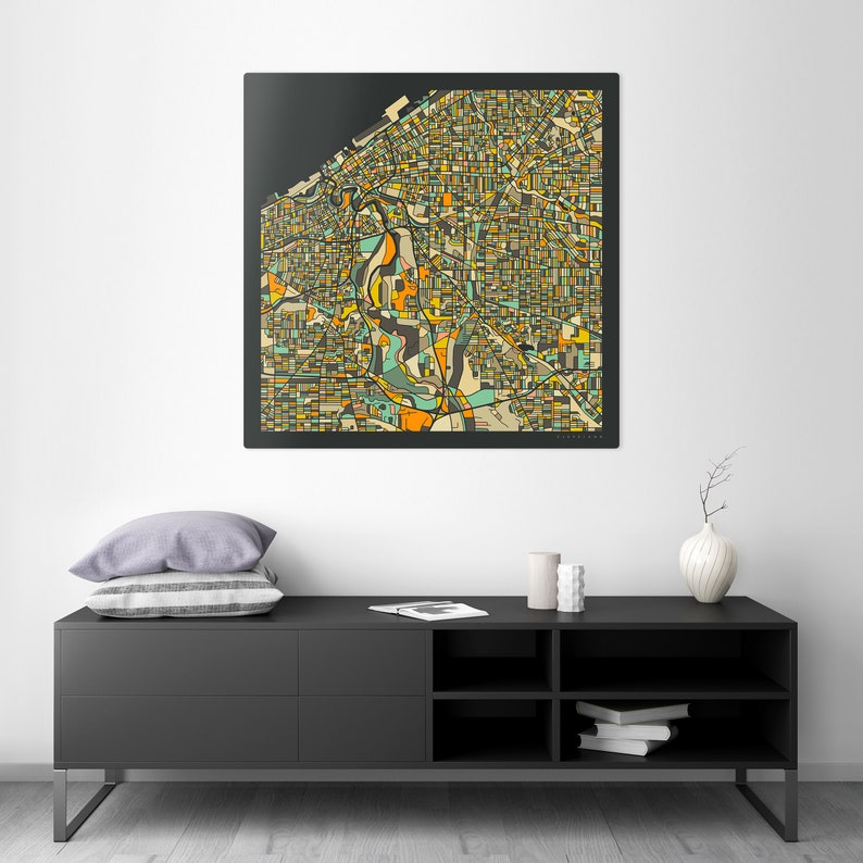 CLEVELAND MAP Ready To Hang Metal Print City Street Map by Jazzberry Blue image 3