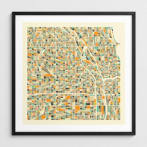 CHICAGO Karte (Giclée Fine Art Print) Minimalistischer Stadtplan Straßen-Karte (Serie 1)