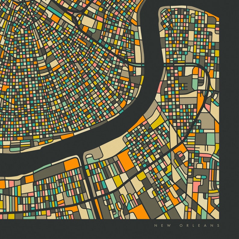 NEW ORLEANS MAP giclée Fine Art Print or Photo Paper Print Etsy