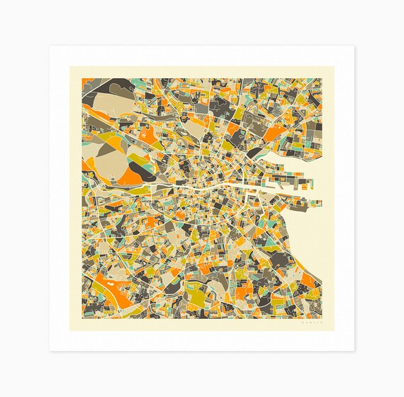DUBLIN MAP giclée Fine Art Print or Photo Paper Print City Etsy
