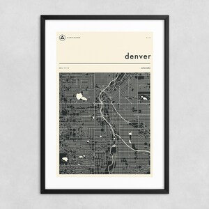 DENVER LANDKARTE (Giclée Fine Art Druck) Minimalistischer Stadtplan Straßen-Karte (8x12 12x18 16x24 20x30 24x36 A1 A2 A3 A4) Gespannt, gerollt oder gerahmt